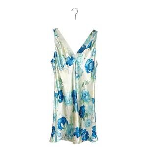 Oscar De La Renta Floral Nightie Slip Dress Women's Blue Size Medium